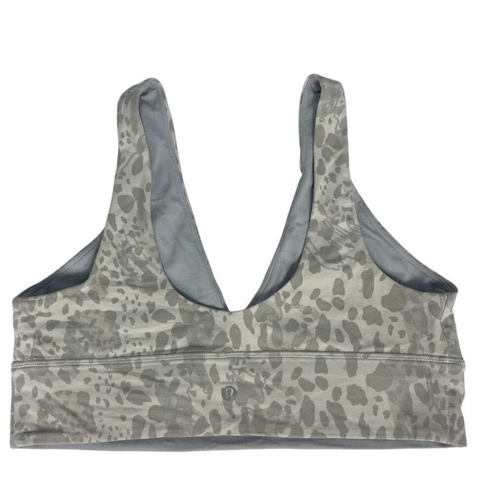 Lululemon Align V-Neck Bra Light Support A/B Cup Size 12 Cheetah Camo Antique Wh - Picture 2 of 10